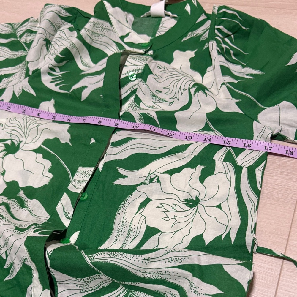 H&M Tropical Green and White Button Down Midi Dress - Picture 4 of 7